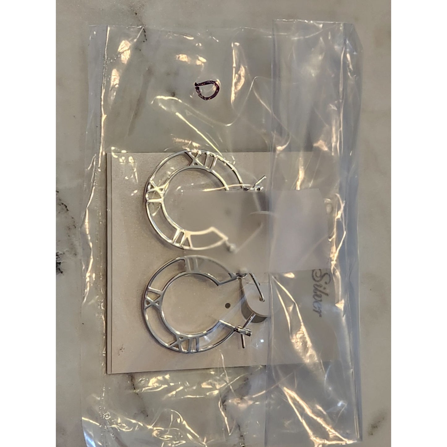 Roman Numeral Sterling Silver Hoop Earrings