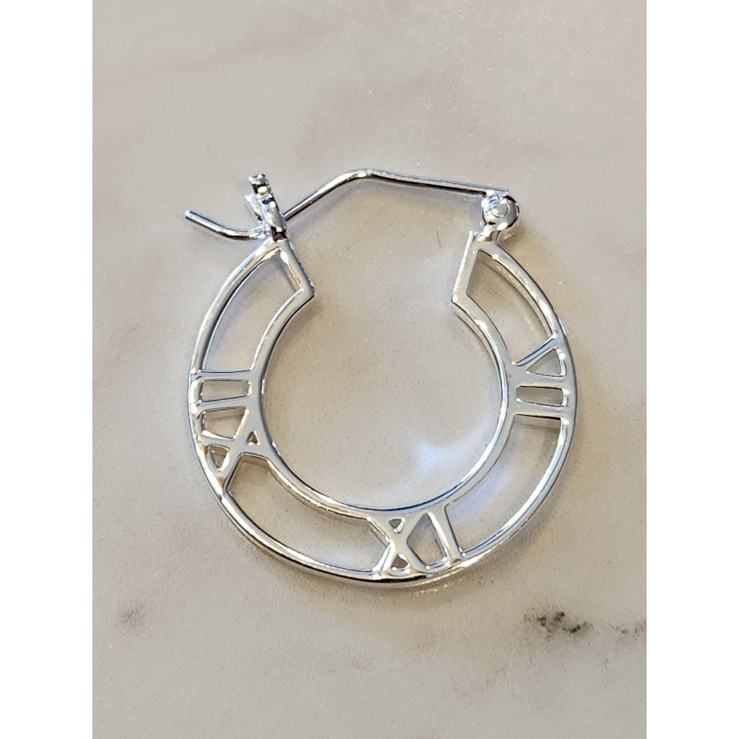 Roman Numeral Sterling Silver Hoop Earrings