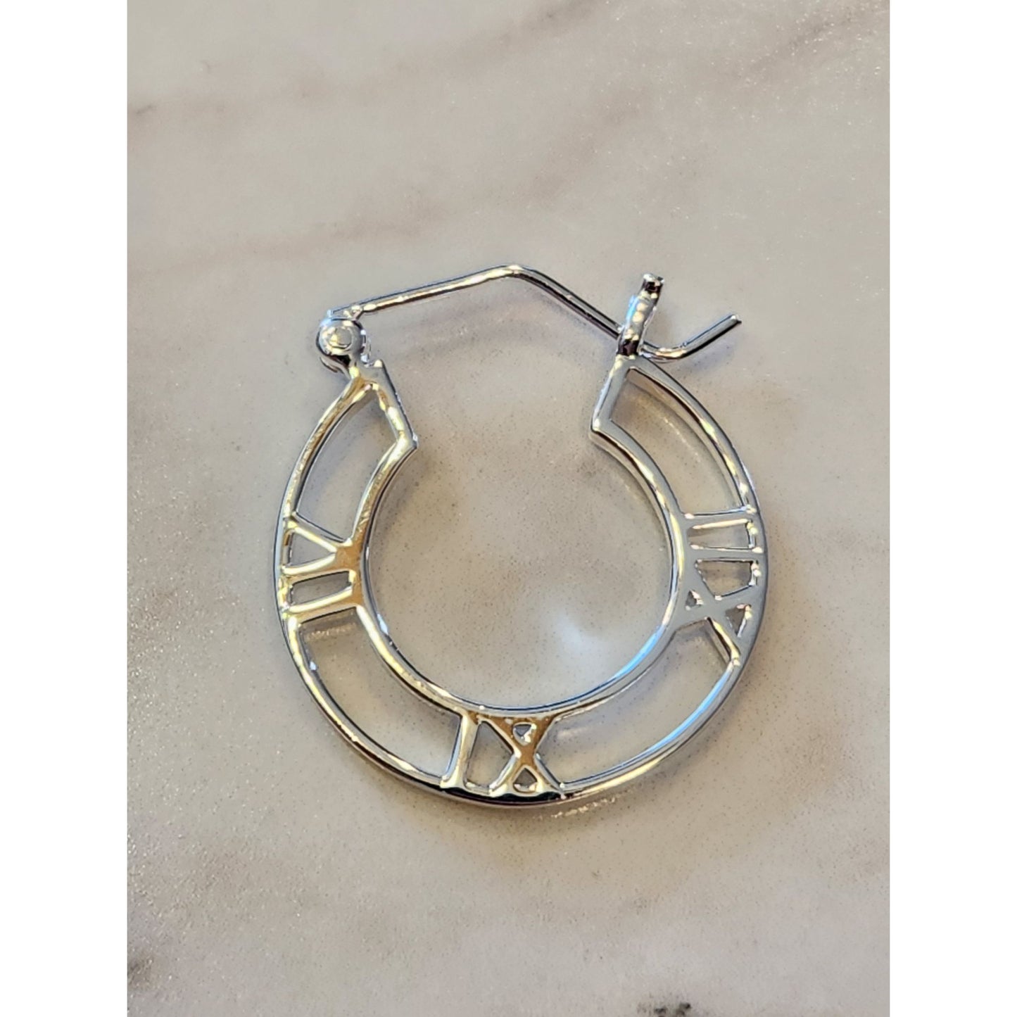 Roman Numeral Sterling Silver Hoop Earrings