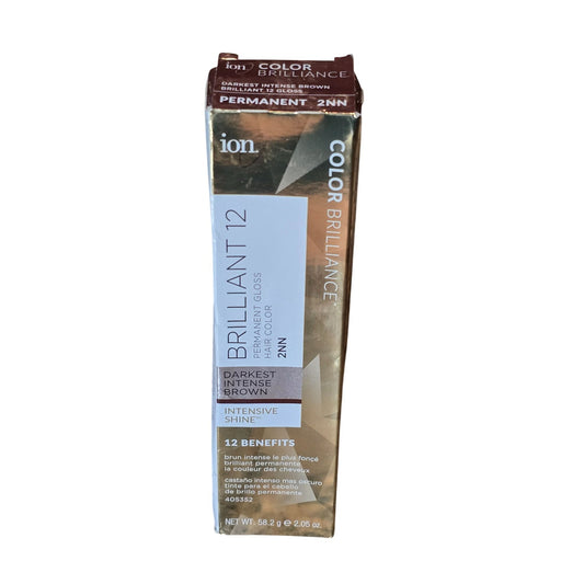 Ion Brilliant 12 Permanent Hair Color 2NN Darkest Intense Brown Gloss Intensive Shine