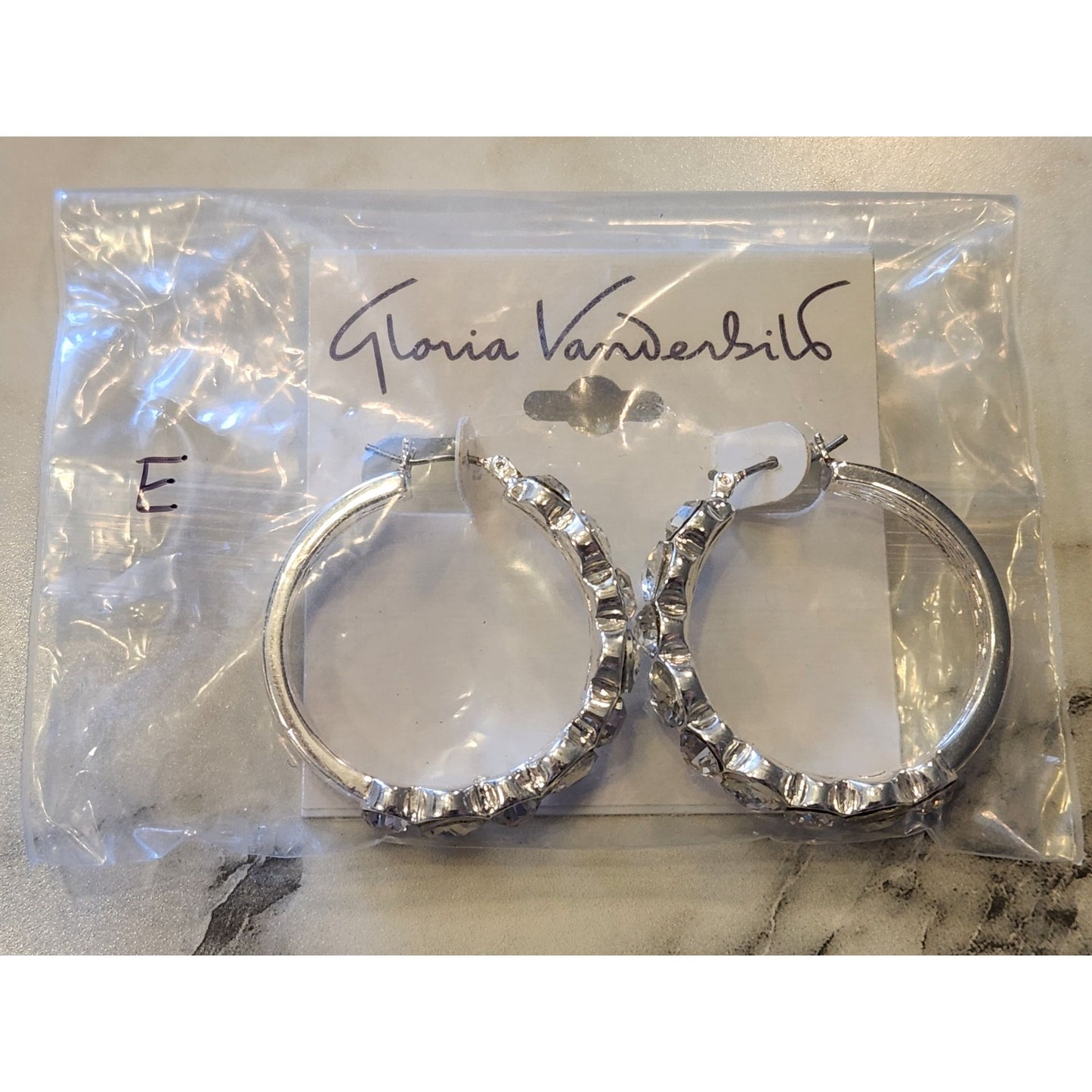 Gloria Vanderbilt Silver-Tone Rhinestone Hoop Earrings