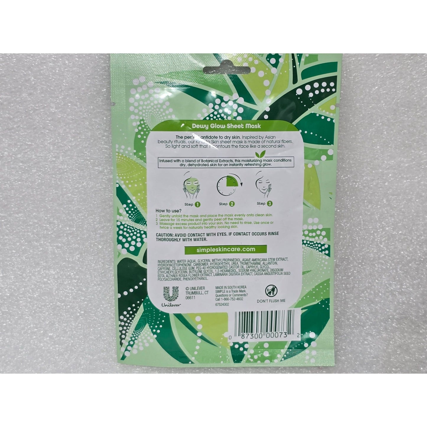 Simple Kind To Skin Dewy Glow Sheet Mask With Botanical Extracts