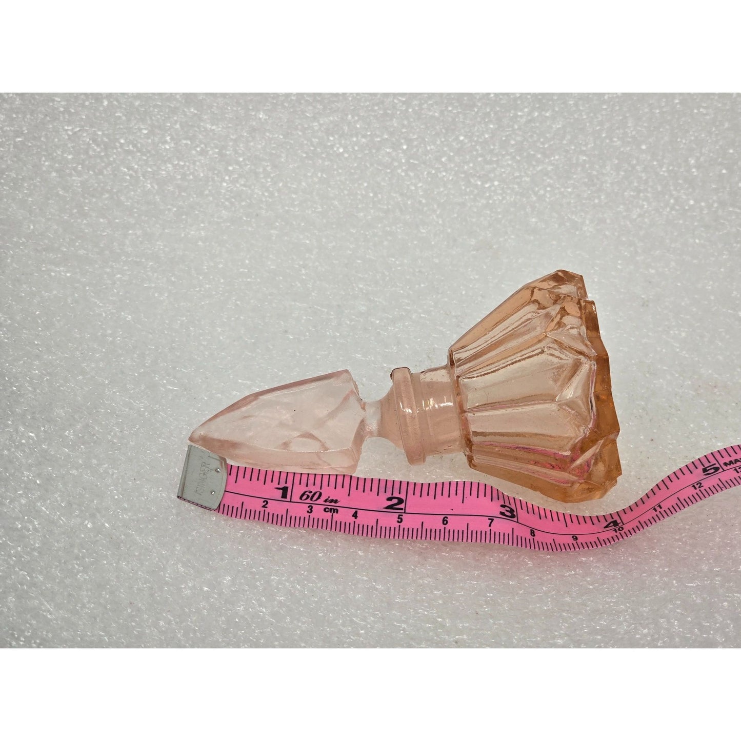 Vintage Pink Glass Perfume Bottle Faceted Art Deco Vanity Bottle with Stopper