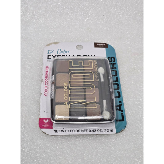 L.A. Colors 12-Color Eyeshadow Nude Palette Trendy C68682