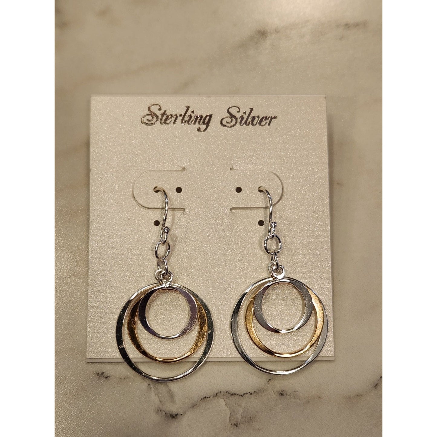 Sterling Silver & Gold-Tone Triple Circle Dangle Earrings