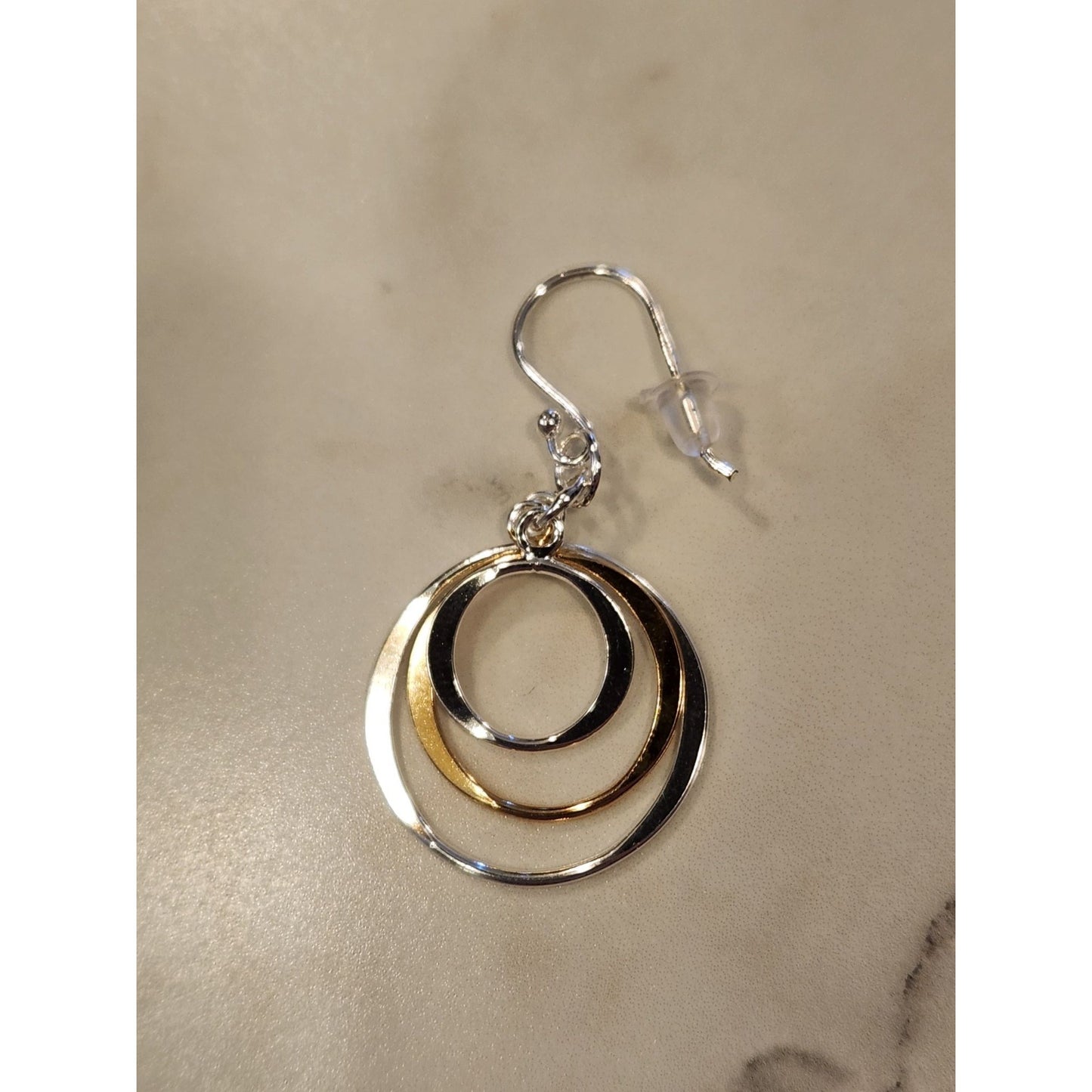 Sterling Silver & Gold-Tone Triple Circle Dangle Earrings