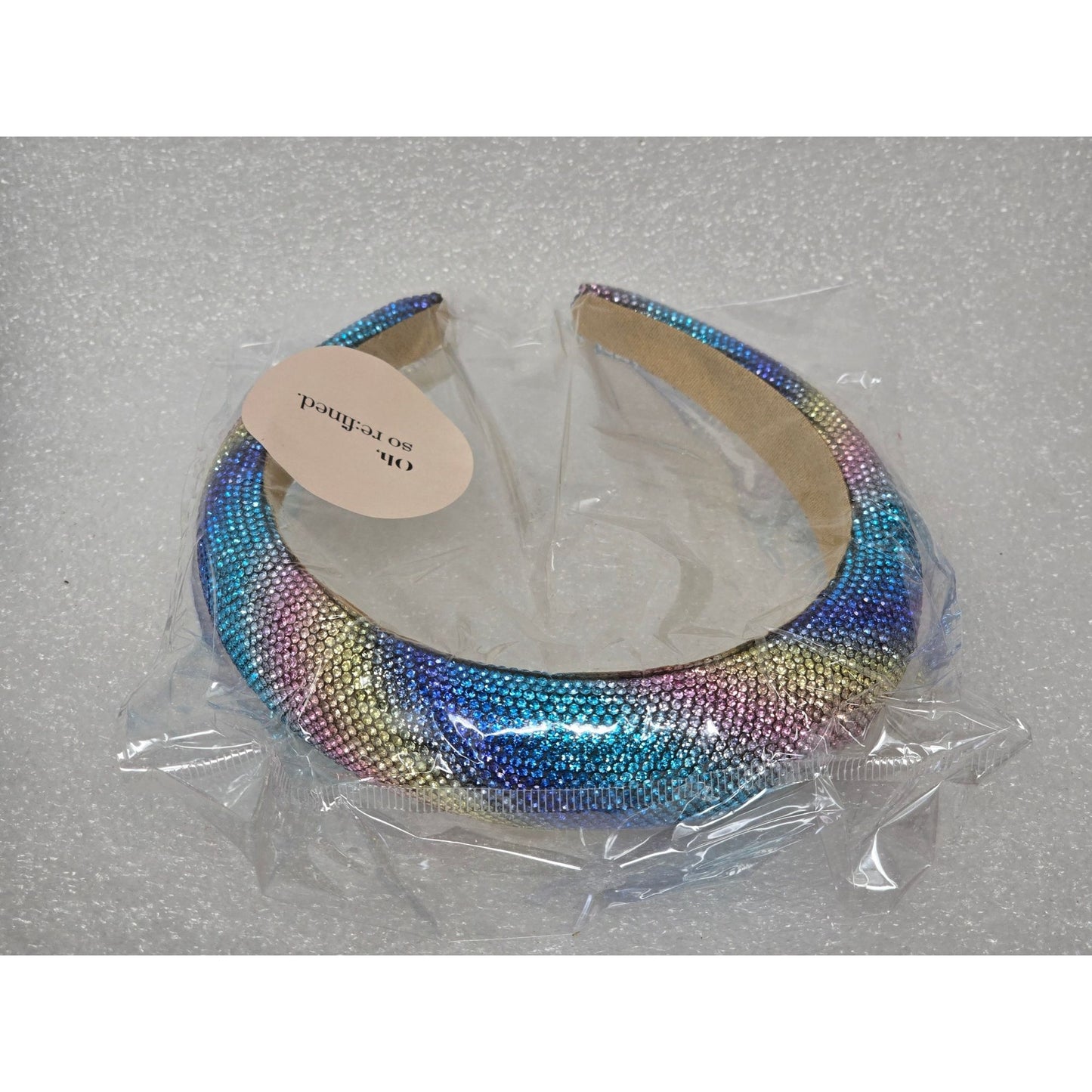 Oh So Refined Multicolor Rhinestone Embellished Padded Headband Women's Rainbow