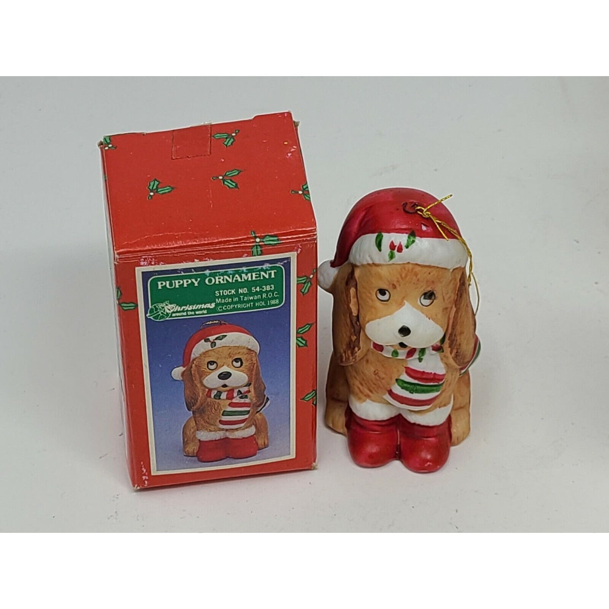 Vintage Christmas Around The World Puppy Ornament 54-383 1988
