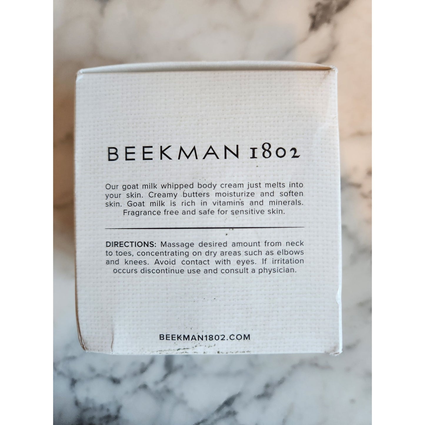 Beekman 1802 Pure Goat Milk Whipped Body Cream Fragrance-Free Paraben-Free 8 Oz