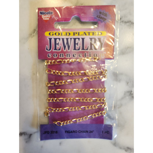 Nicole Gold Plated Figaro Chain Necklace 24"