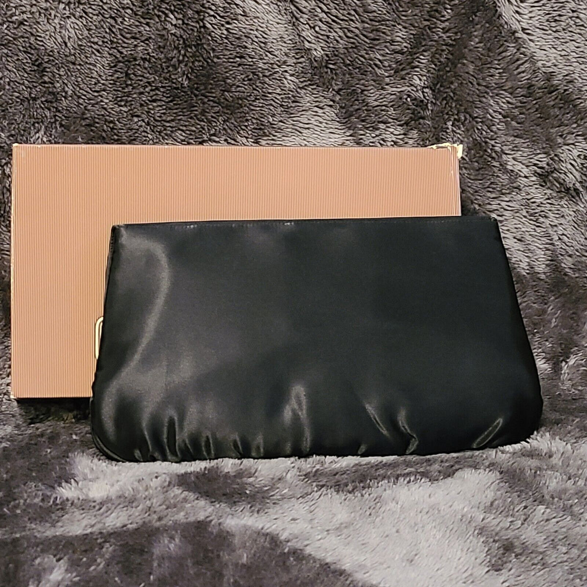 Vintage Avon Black Satin Evening Bag Clutch Crossbody Purse With Gold Accent From Gallery Originals