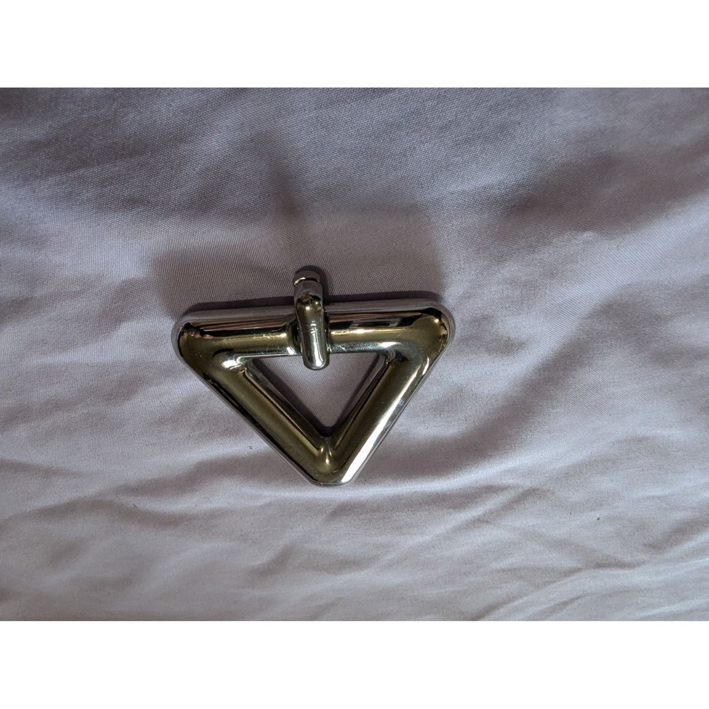 Vintage Triangle Shaped Metal Necklace Pendant Silver Tone