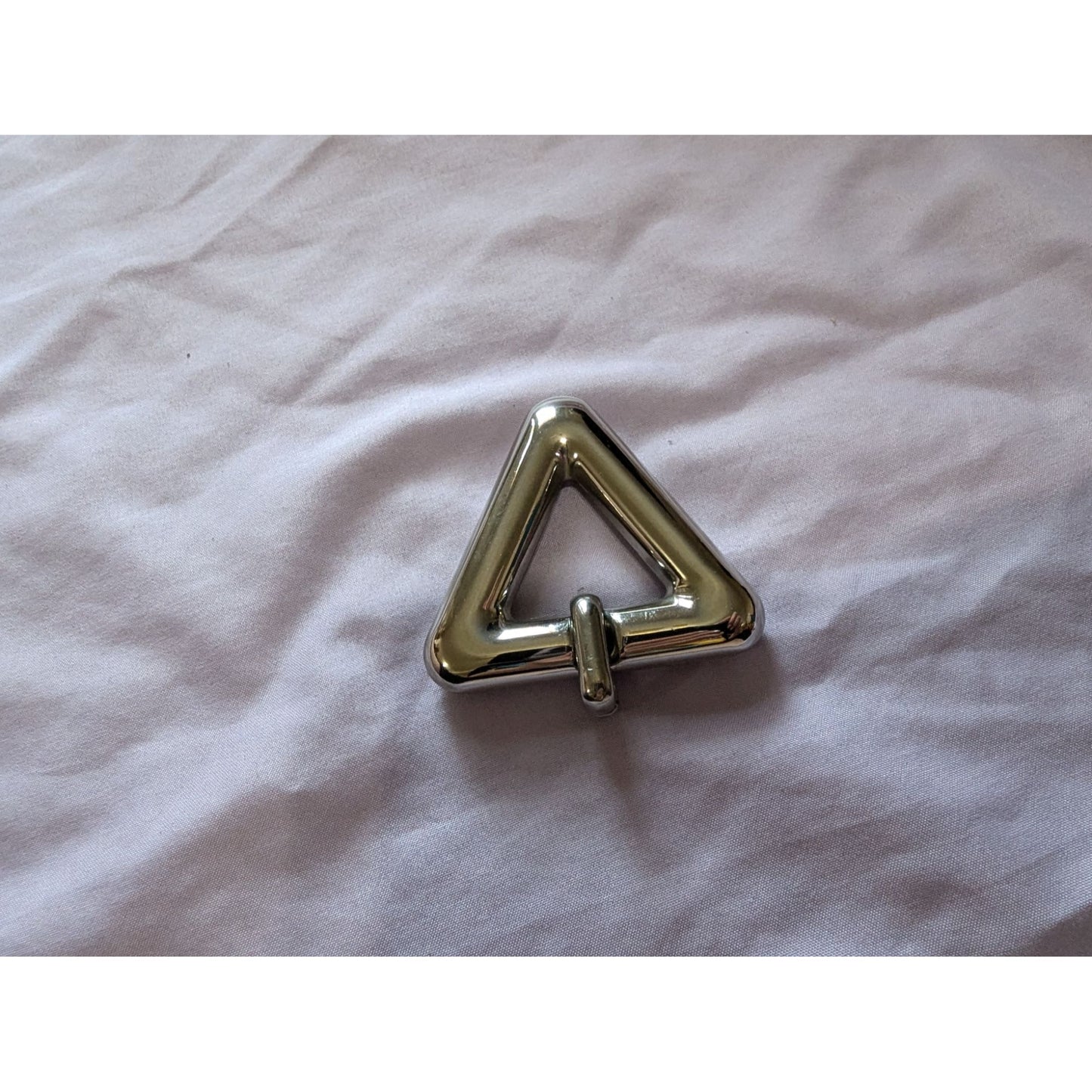 Vintage Triangle Shaped Metal Necklace Pendant Silver Tone