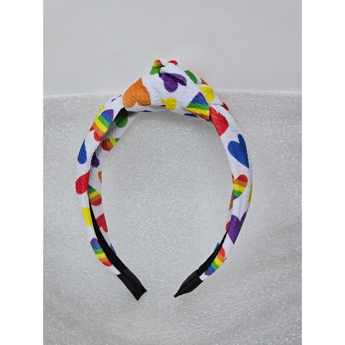 Rainbow Heart Knot Headband Colorful Pattern Women's Accessory Knotted