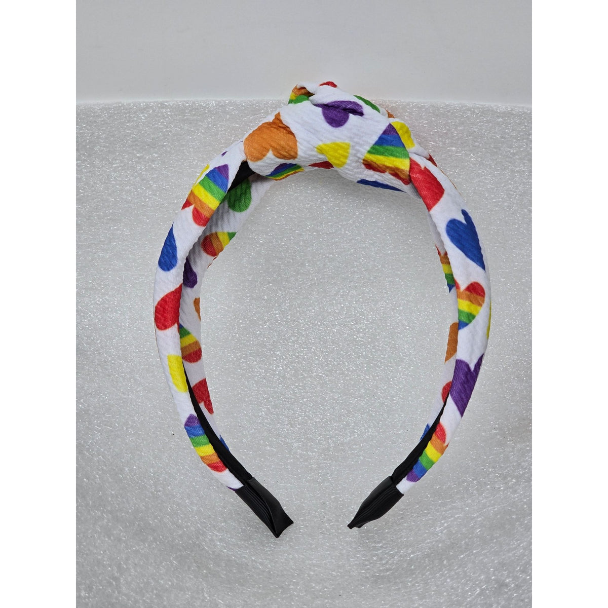 Rainbow Heart Knot Headband Colorful Pattern Women's Accessory Knotted