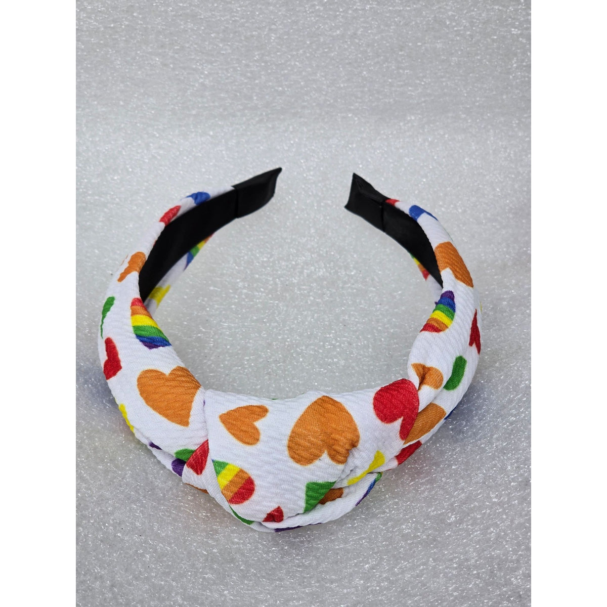 Rainbow Heart Knot Headband Colorful Pattern Women's Accessory Knotted