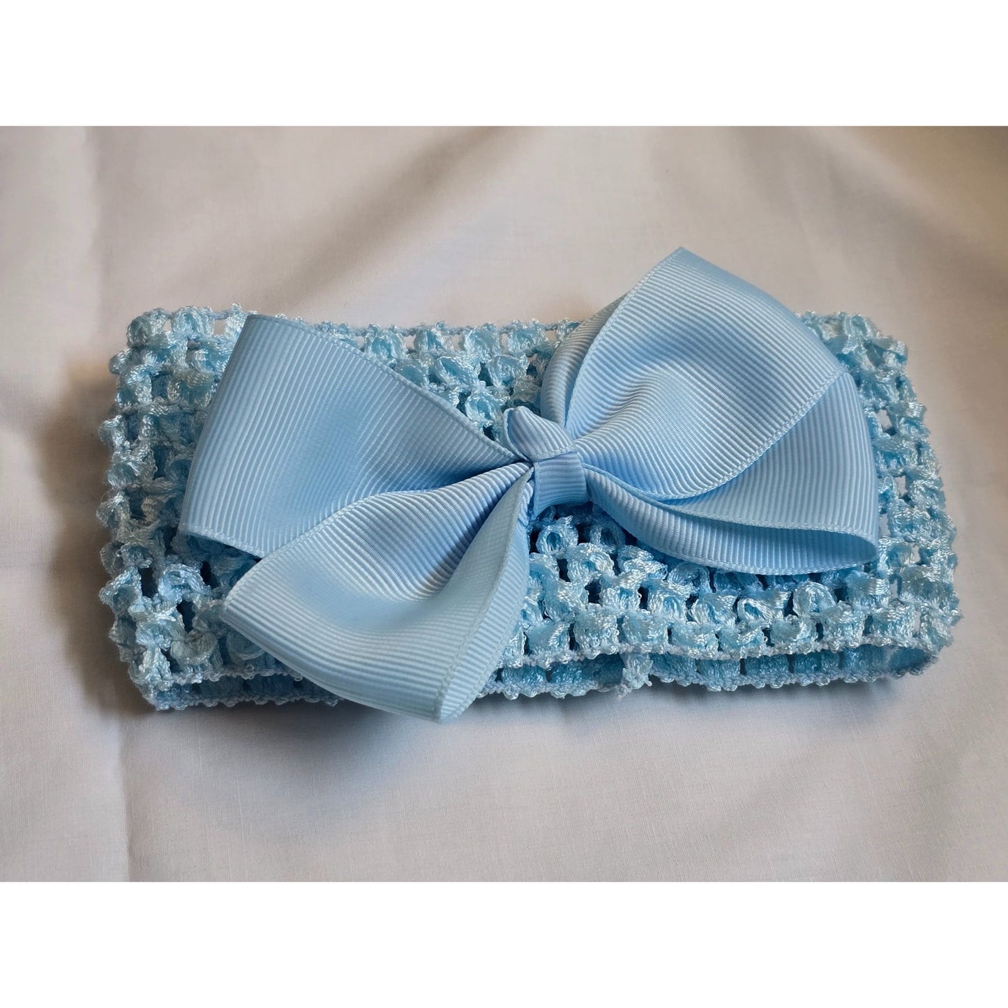 Baby Blue Crochet Headband With Bow