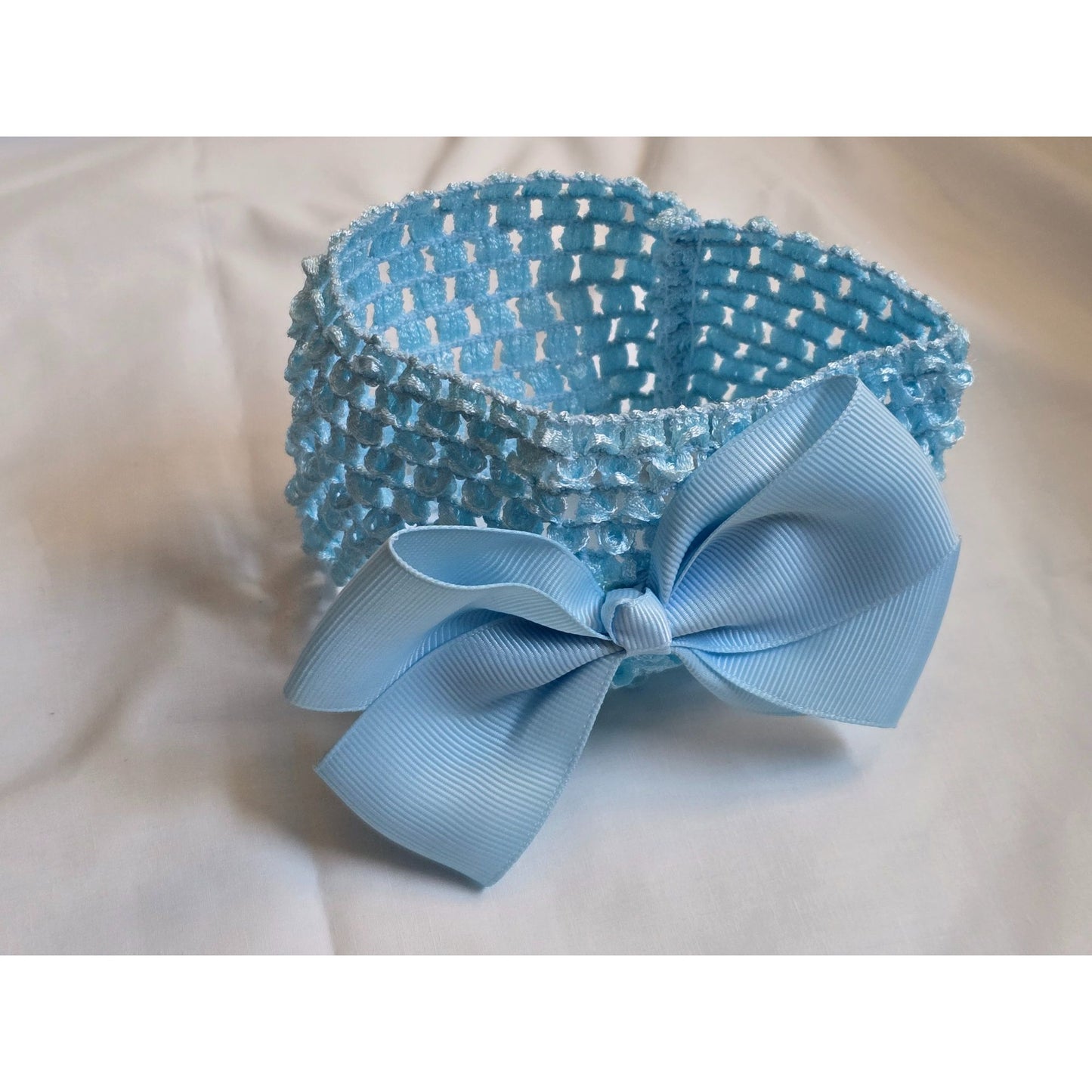 Baby Blue Crochet Headband With Bow