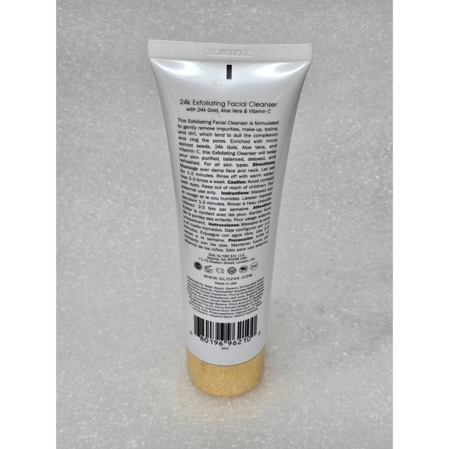 Glo24K Exfoliating Facial Cleanser 120ml With 24K Gold Aloe Vera & Vitamin C