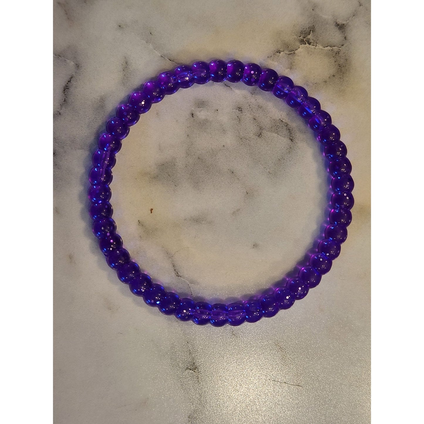 Purple Beaded Bangle Bracelet For Women