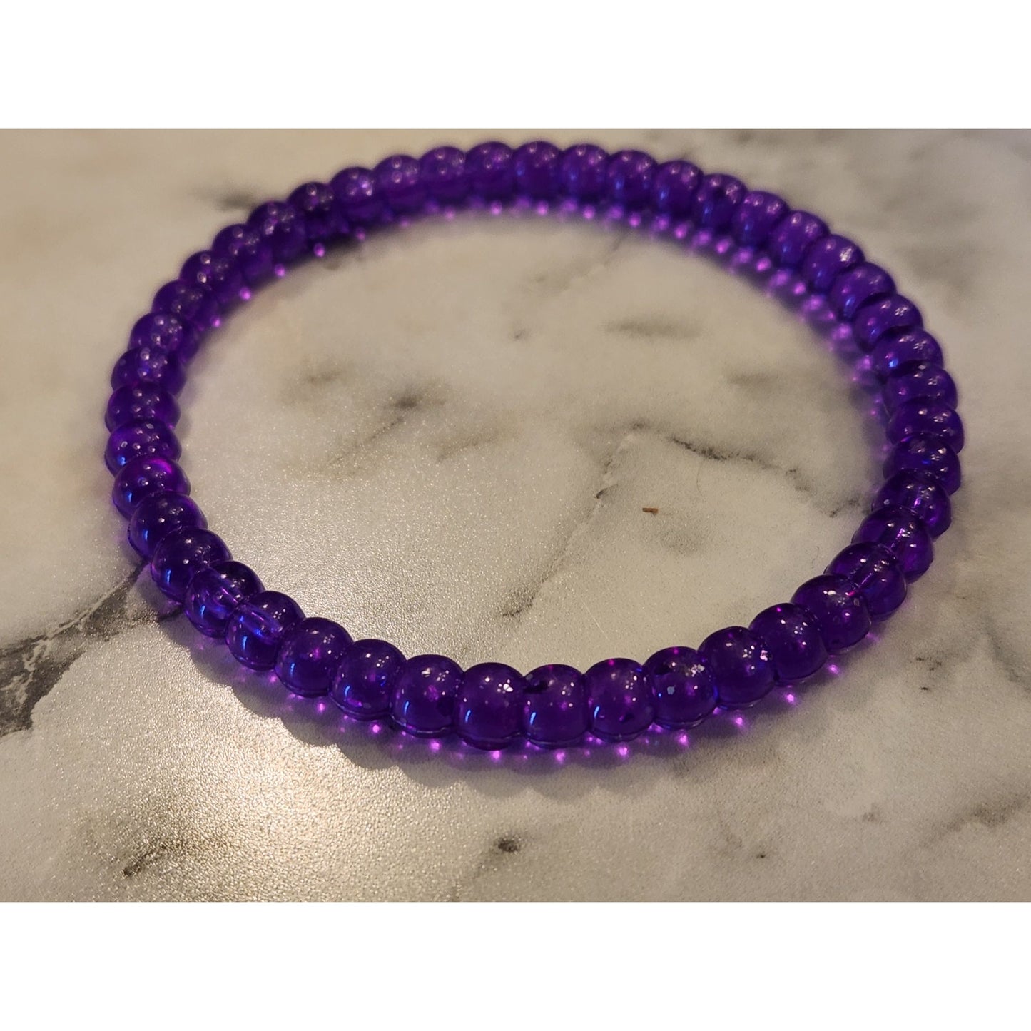 Purple Beaded Bangle Bracelet For Women