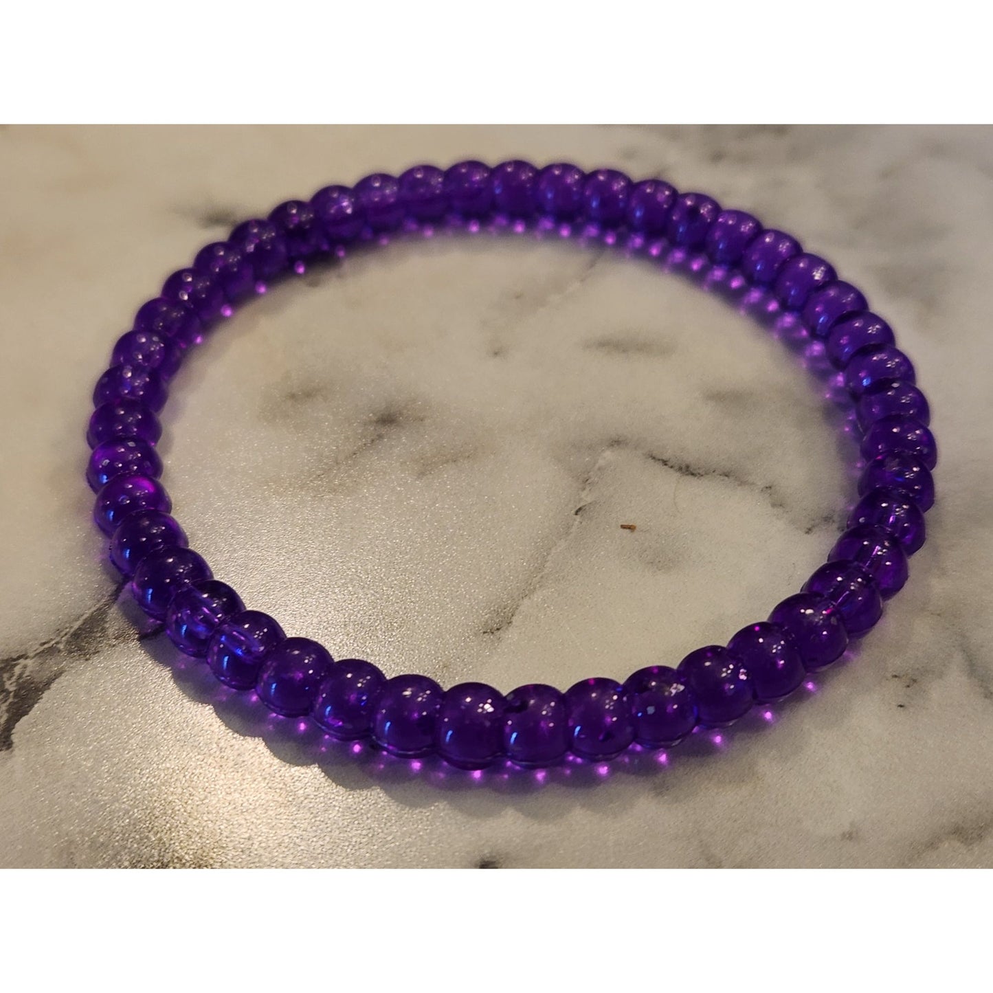 Purple Beaded Bangle Bracelet For Women