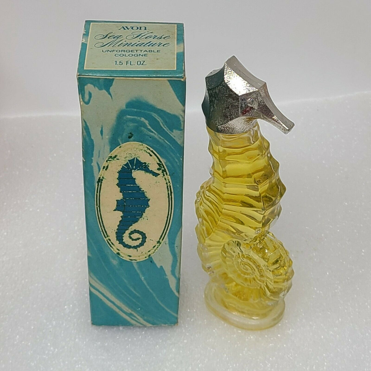 Vintage Avon Sea Horse Miniature Unforgettable Cologne 1.5 oz