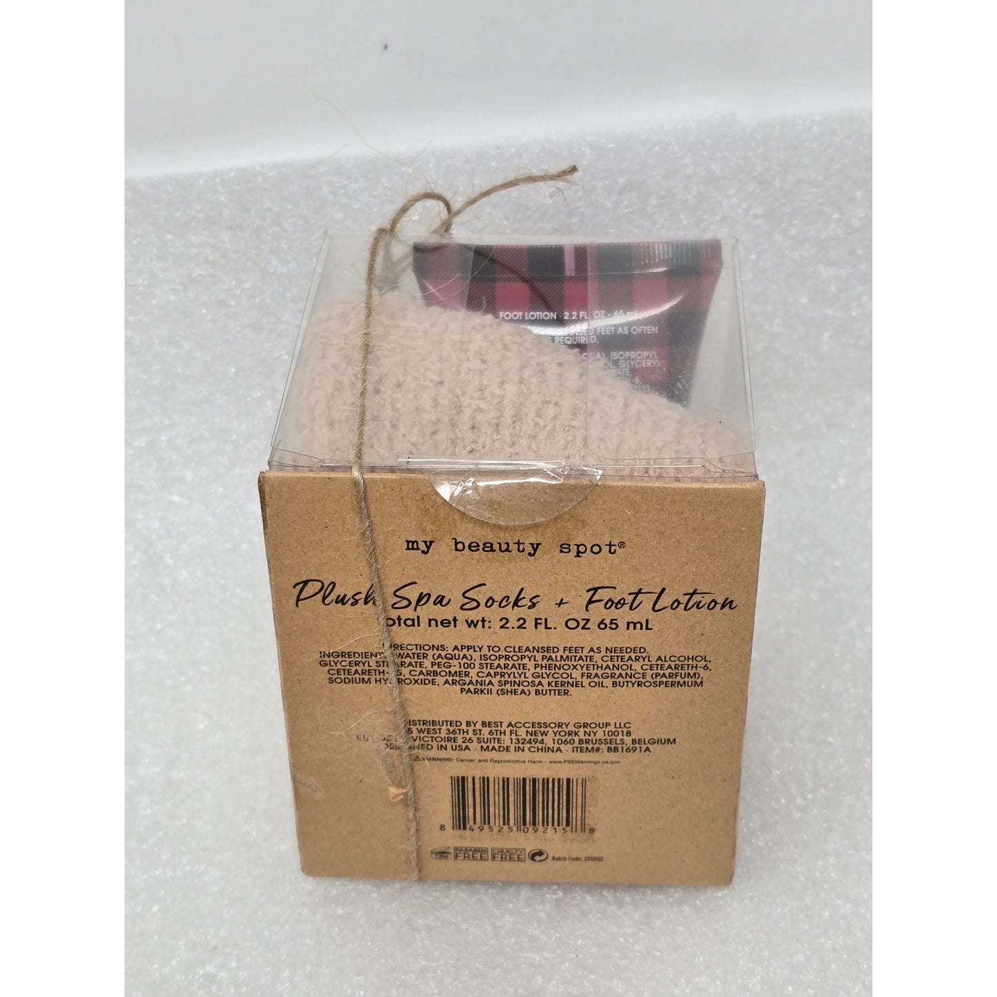 Plush Spa Socks & Honey & Sugar Foot Lotion Gift Set Argan Oil & Shea Butter