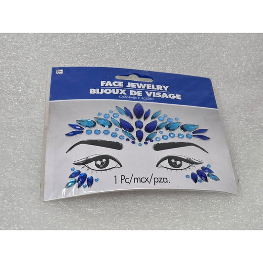 Face Jewelry Adhesive Crystal Gem Stickers Blue Easy To Apply & Remove