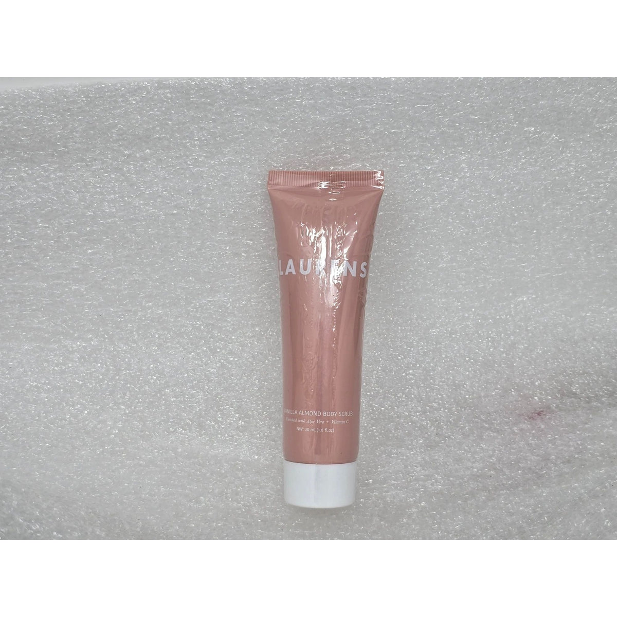 Laurens Vanilla Almond Body Scrub Tube With Aloe Vera & Vitamin C 1 oz Travel Sz