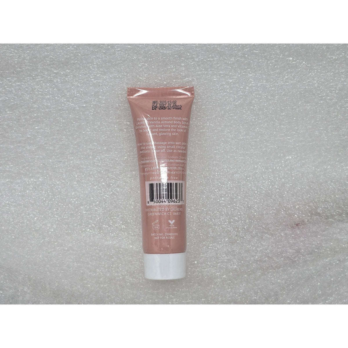 Laurens Vanilla Almond Body Scrub Tube With Aloe Vera & Vitamin C 1 oz Travel Sz
