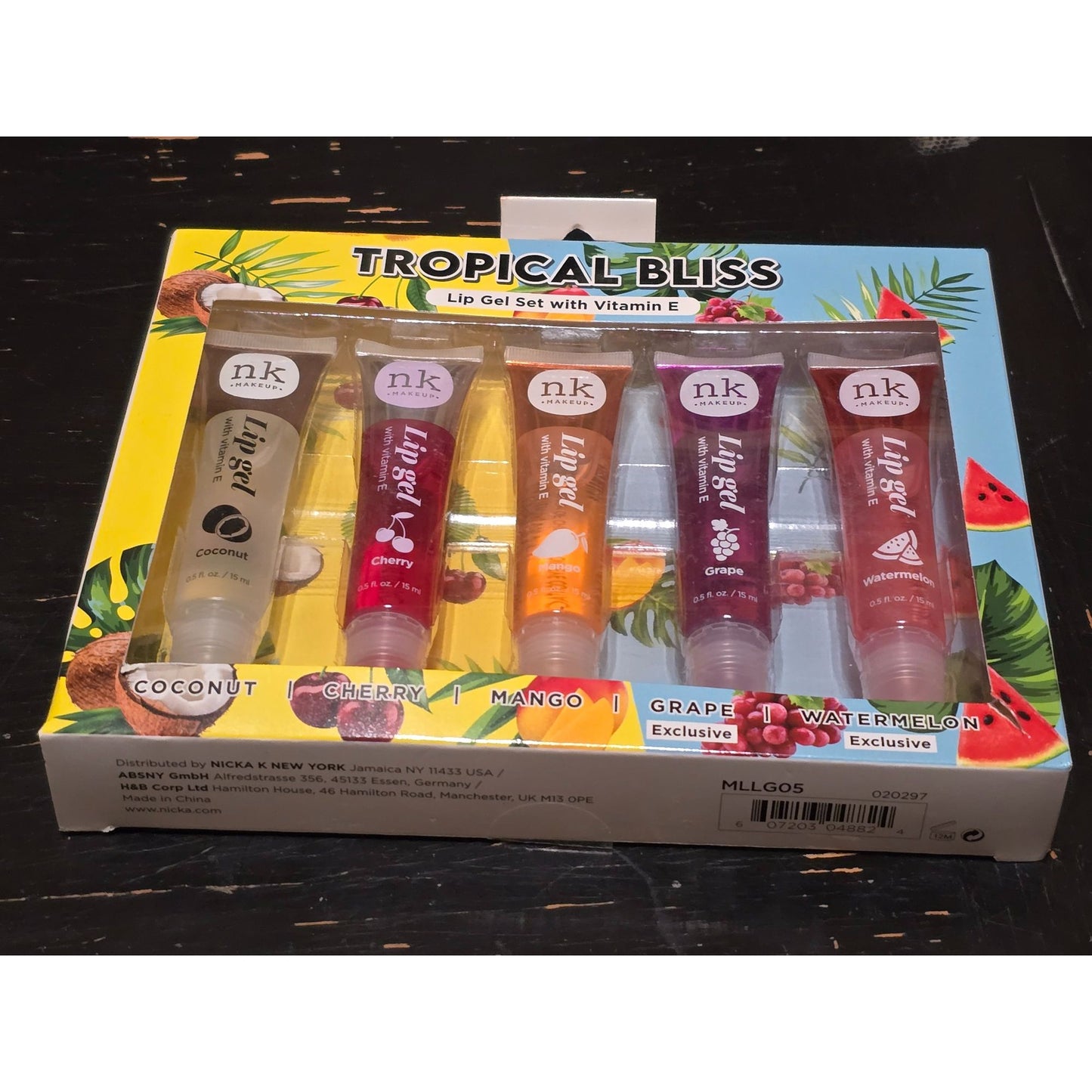Nicka k Tropical Bliss Lip Gel Set Coconut Cherry Mango Grape & Watermelon