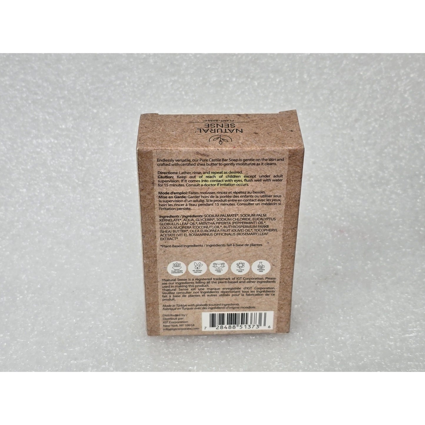 Natural Sense Pure Castile Peppermint Soap Bar 5 Oz