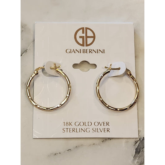 Giani Bernini 18K Gold Over Sterling Silver Textured Hoop Earrings