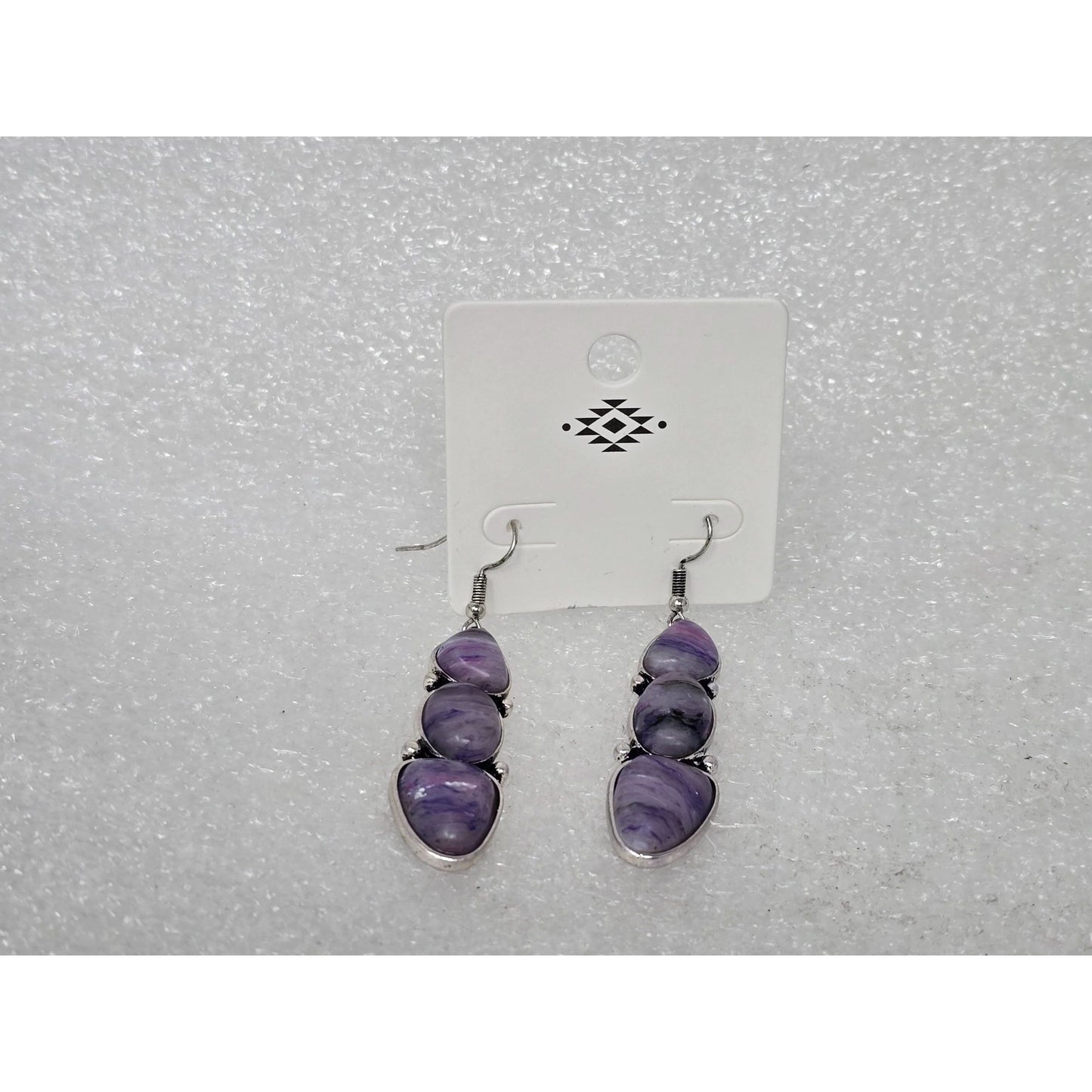 Charming Purple faux Stone Dangle Earrings With Silver Tone Accents