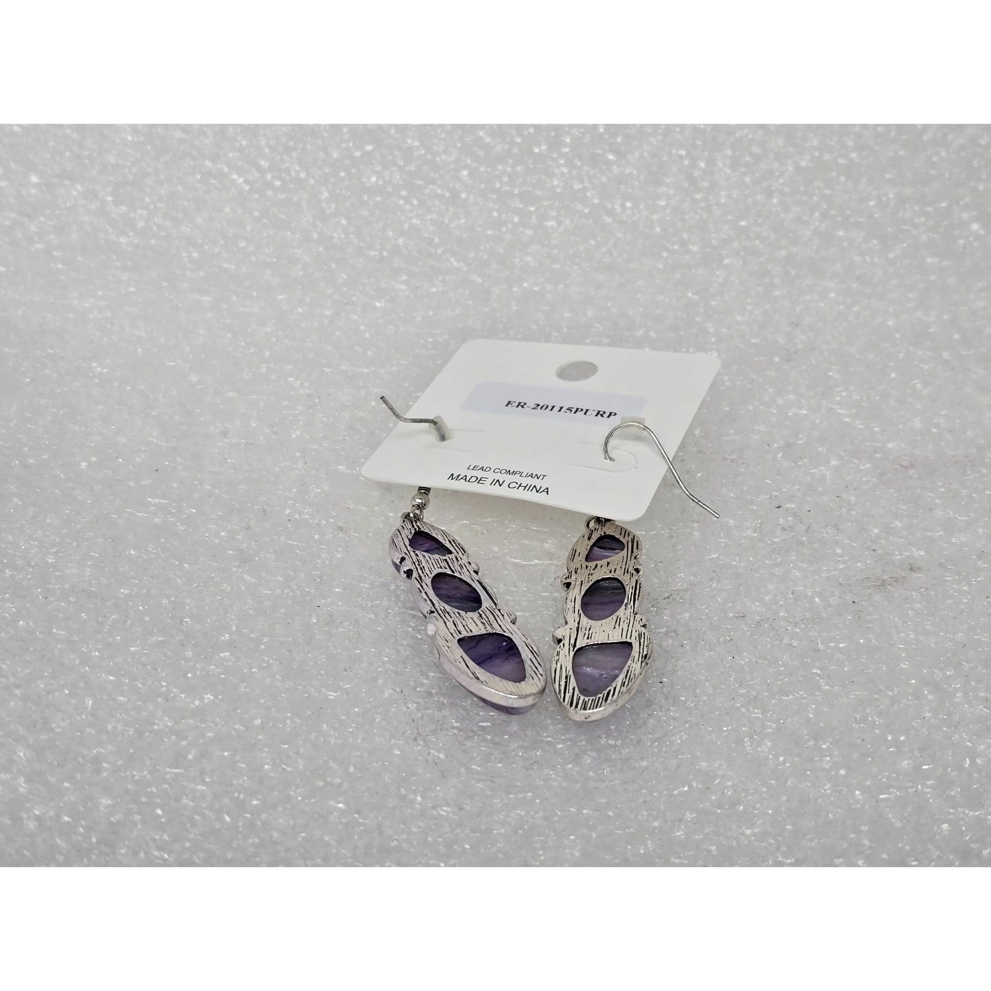 Charming Purple faux Stone Dangle Earrings With Silver Tone Accents