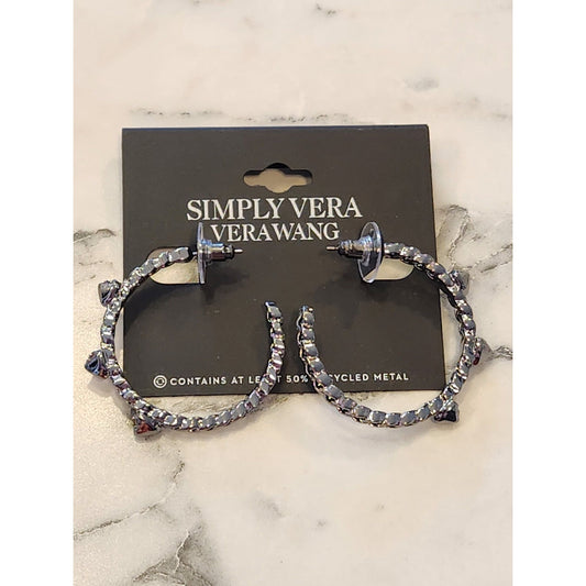 Simply Vera Vera Wang Silver-Tone Hoop Earrings With Crystal Accents
