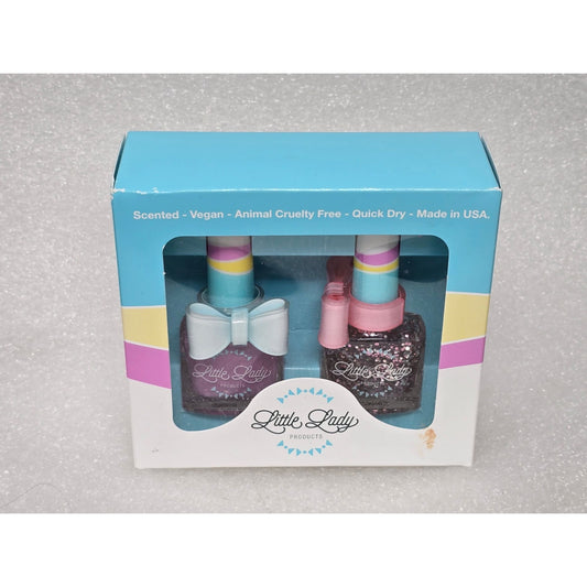 Little Lady Scented Vegan Nail Polish Set Wearable Bow Ring Butterfly Melon Duo