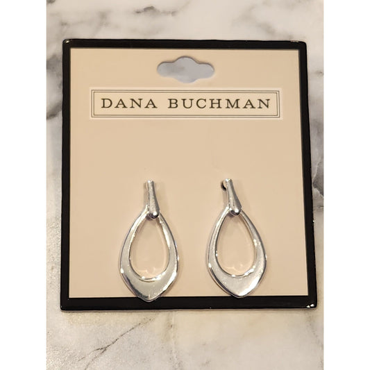 Dana Buchman Silver-Tone Teardrop Earrings With Rubber Backings