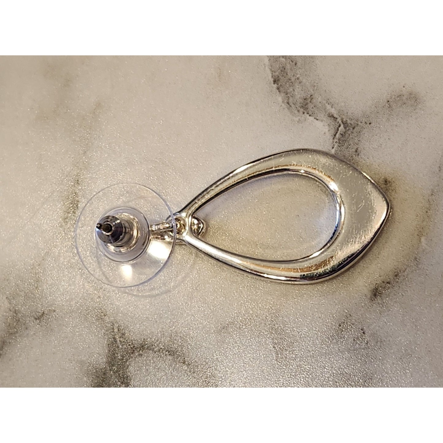 Dana Buchman Silver-Tone Teardrop Earrings With Rubber Backings