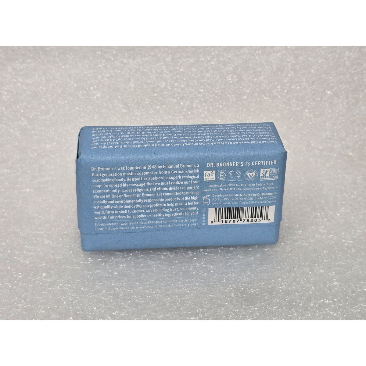 Dr. Bronners Pure-Castile Bar Soap 5 Oz Unscented Baby Safe Organic Oils