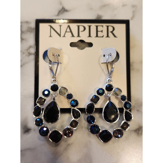 Napier Silver-Tone Blue Stone Drop Earrings