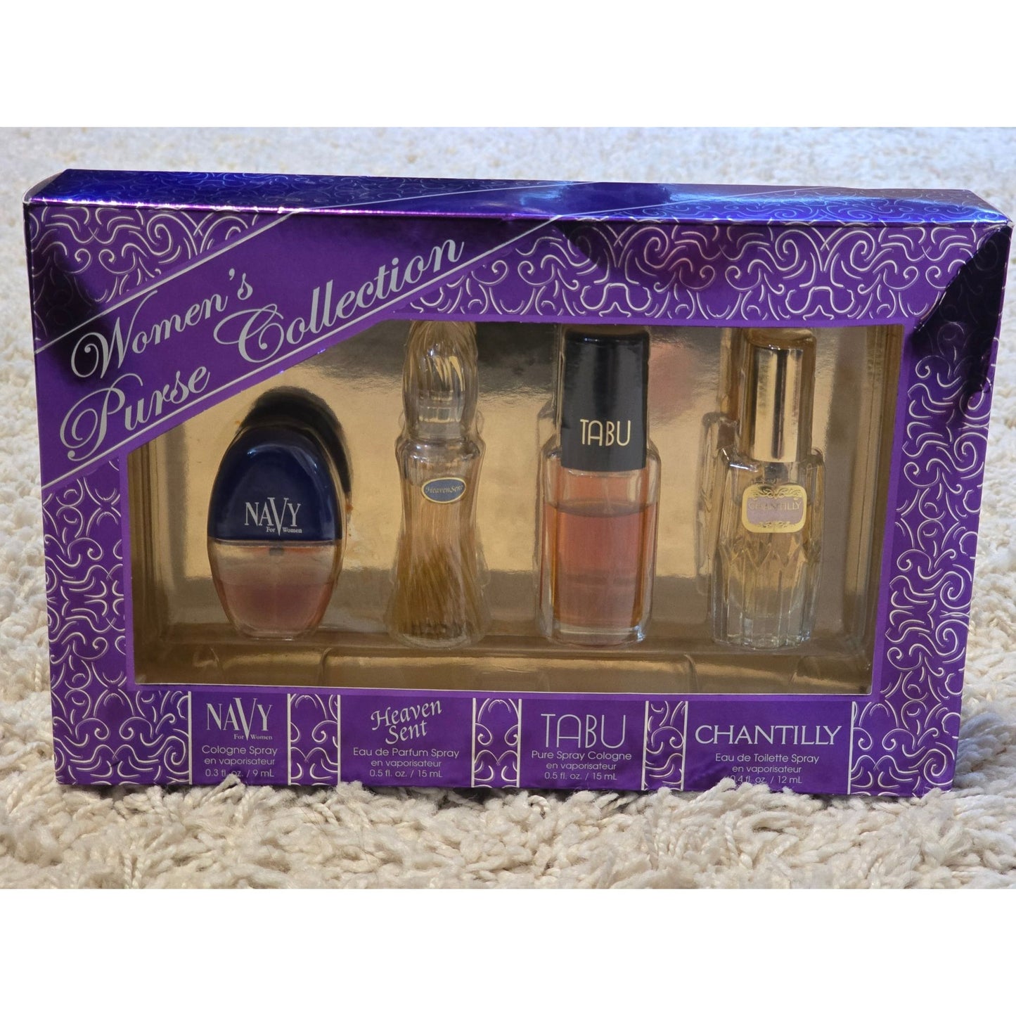 Dana Womens Purse Collection Perfume Gift Set Navy Tabu Chantilly Heaven Sent