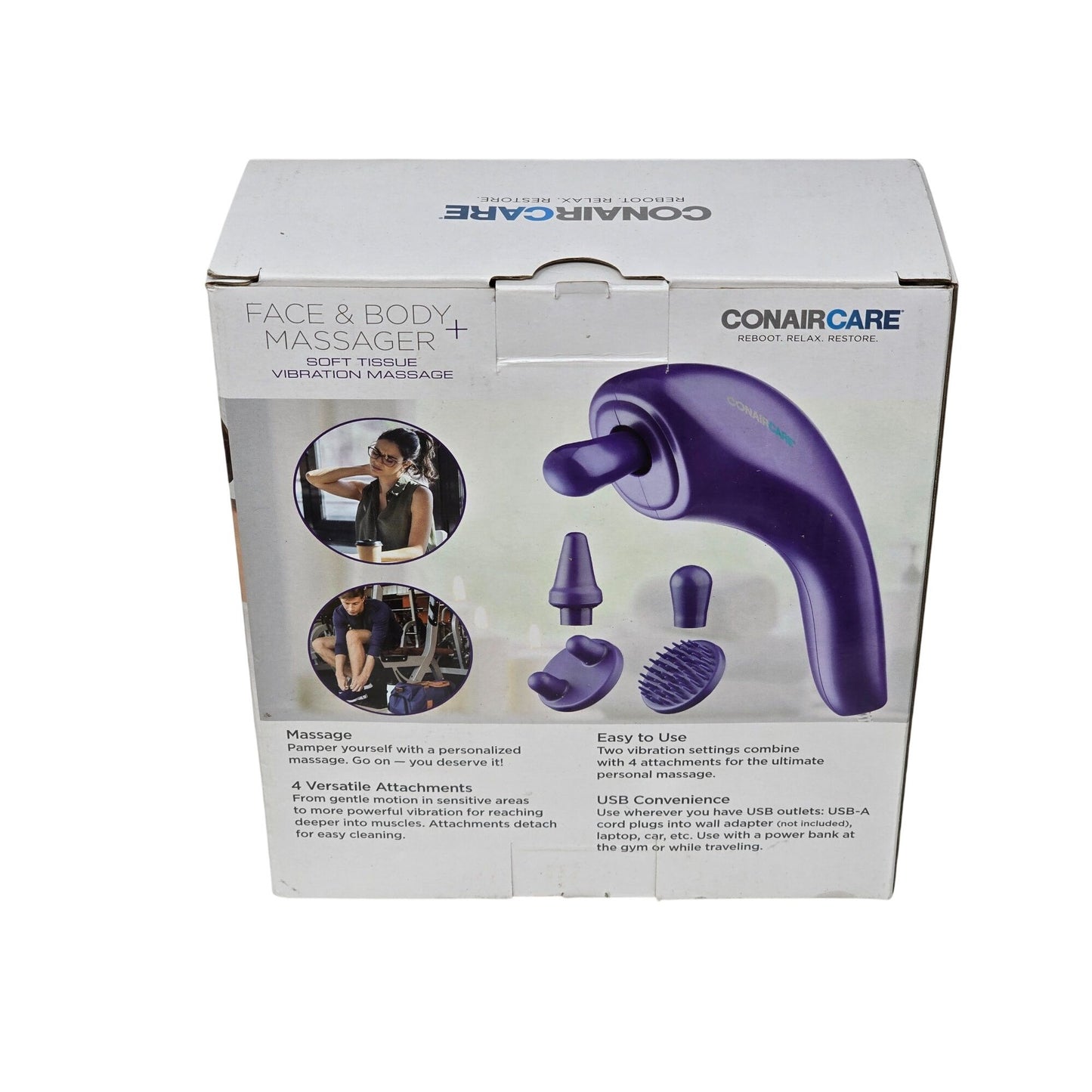 Conair Care Face & Body Massager + With 4 Attachments & USB