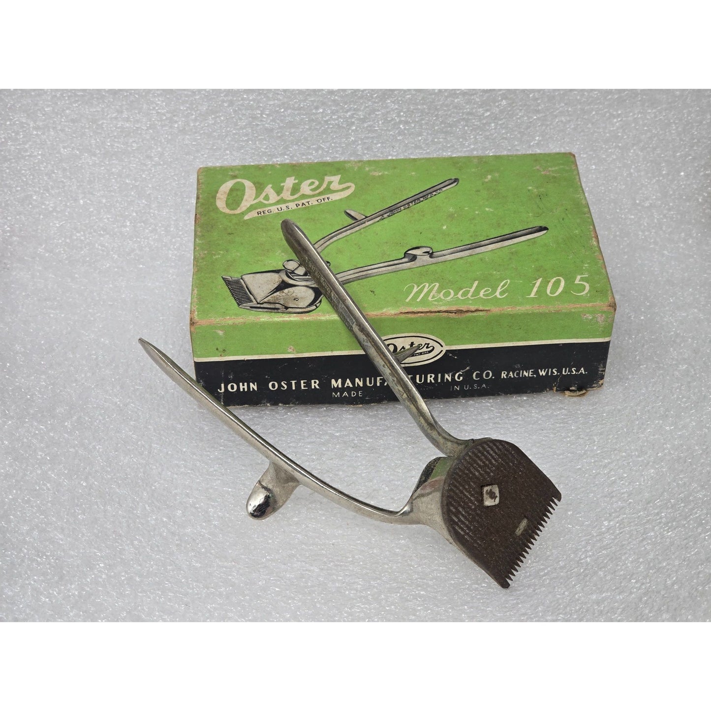 Vintage Oster Hand Hair Clipper Model 105 w/ Original Box Manual Barber Clippers