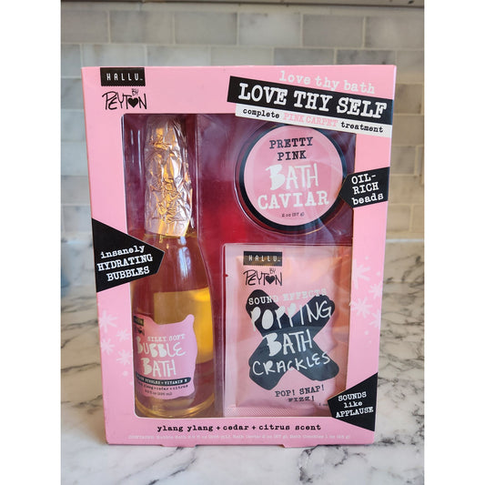 Hallu By Peyton Love Thy Self Pink Carpet Bath Set Bubble Bath Caviar & Crackles