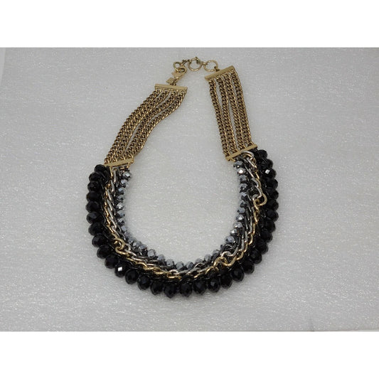 Banana Republic Black & Gold-tone Statement Necklace