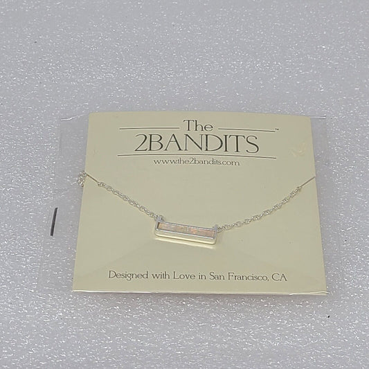 The 2Bandits Silver Plated Athens Iridescent Bar Pendant Necklace