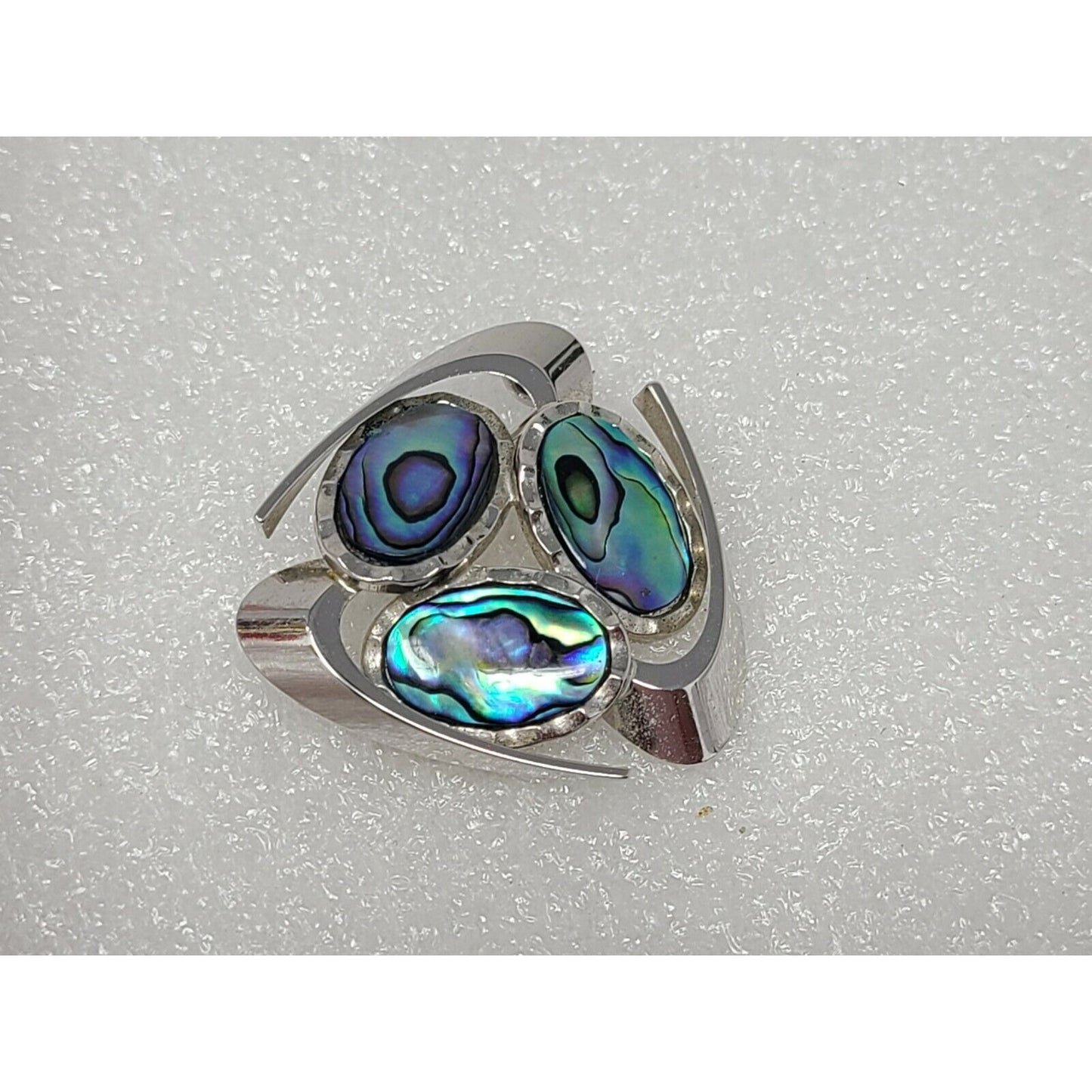 Vintage Silver Tone Brooch Abalone Shell Inlay Pin