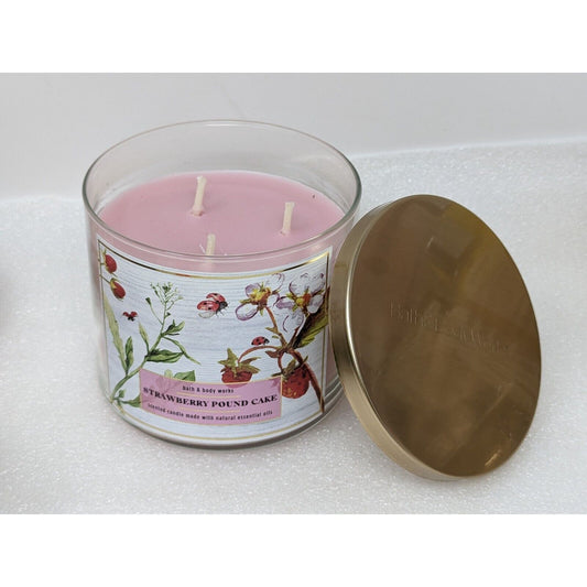 Bath & Body Works Strawberry Pound Cake 3-Wick Candle 14.5 oz Large